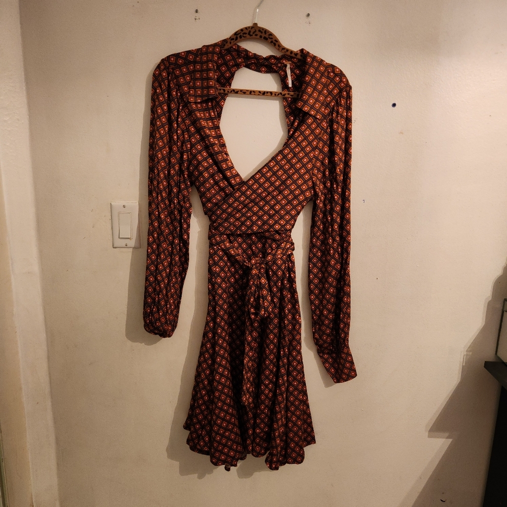 Free People It Takes Two Sleeve Open Back Long Sleeve Short Dress Size  X Large - Picture 7 of 10